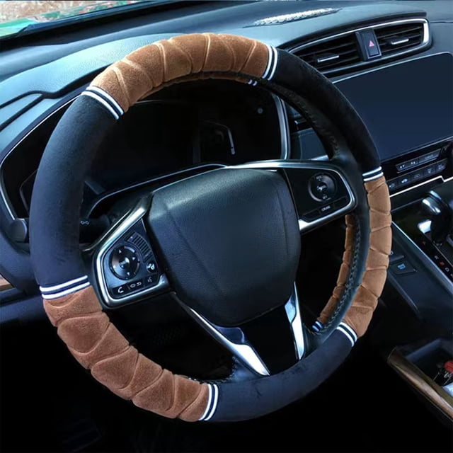 Cagogo under $5 Car Steering Wheel Cover, Fluffy Steering Wheel Cover for Winter, Short Plush Car Handlebar Cover Non-Slip Warm, Universal Anti-Slip Fleece Driving Wheel Protector
