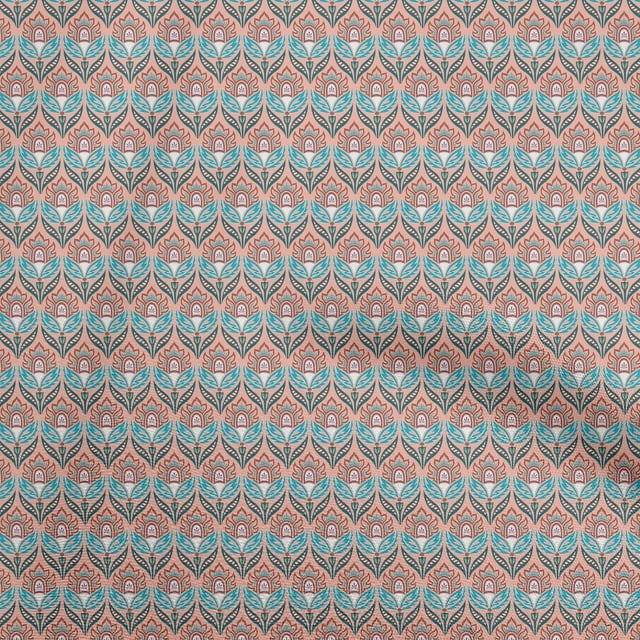 oneOone Polyester Spandex Peach Fabric Asian Suzani Craft Projects Decor Fabric Printed By The Yard 56 Inch Wide
