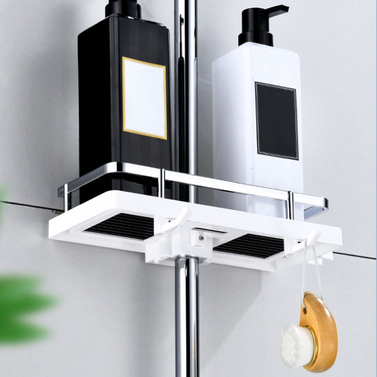 TIMIFIS Shower Rack Punch-free Shower Caddy Shelves Slide Bar For Shower, Shampoo, Soap HolderSuitcase,with Stainless Steel Guardrail, Shower Shelves With Hangin -