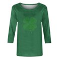thumbnail image 4 of Meichang T-Shirt de la Saint-Patrick pour Femmes, Imprimé Trèfle Vert, Manches 3/4, Col Rond, Printemps, 4 of 5