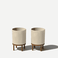 thumbnail image 1 of Veradek Mason Series Raised Demi 12" Plastic-Stone Planter with Stand - 2-Pack Sand/Brown, 1 of 10