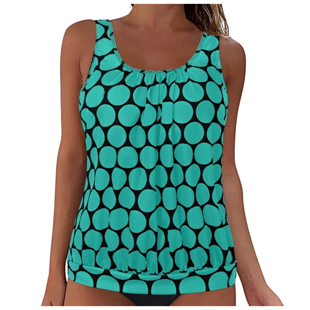 Gibobby Two Piece Tankini Bathing Suits for Women One Shoulder Swim Top with Bottom Swimsuits(Green,4XL)