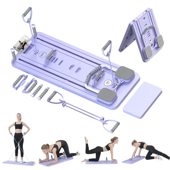 IMFit Planche de Reformer Pilates pour la Maison / Équipement de Pilates Pliable avec Minuterie Intégrée / Kit de Pilates pour Entraînements du Tronc et du Bas du Corps / Planche de Pilates avec Cordes de Résistance pour Femmes et Hommes (Lite)
