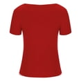 thumbnail image 4 of AherBiu Hauts de Sortie pour Femmes, Hauts Courts Côtelés, Manches Courtes, Encolure Dégagée, Coupe Ajustée, Basique, Haut d'Été, T-Shirts, Chemises, 4 of 7