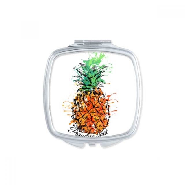 Orange Pineapple Tropical Fruit Square Mirror Portable Compact Pocket Makeup Double Sided Glass