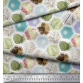 thumbnail image 3 of Soimoi Moss Georgette Tissu Géométrique & Feuilles Patchwork Tissu Imprimé 1 Yard 42 Inch Wide, 3 of 3