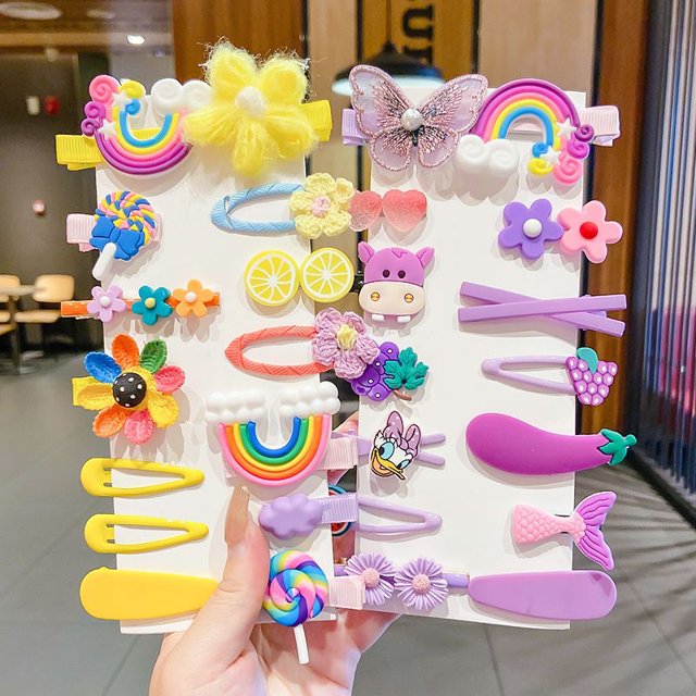 28 Pcs Pinces à Cheveux pour Bébés Filles, Accessoires pour Cheveux Colorés et Mignons / Multicolore