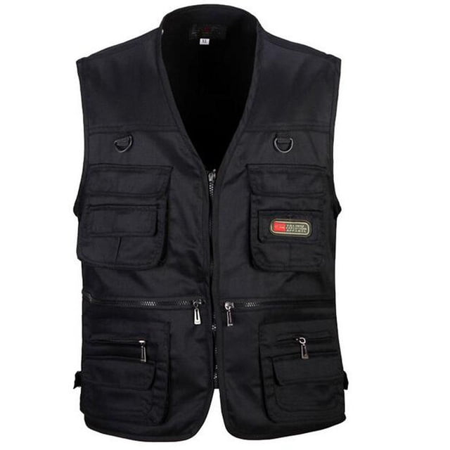 Outdoor Photo Fishing Sleeveless Hunting Zip Jacket Multi-pockets XXXL