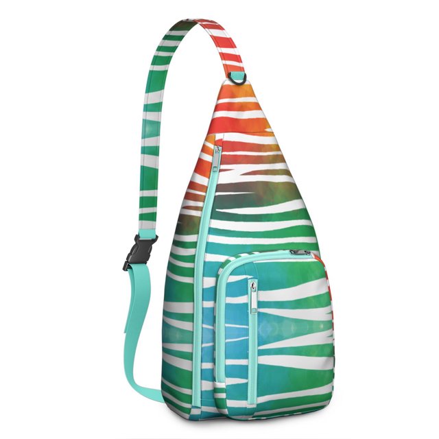 Rainbow Zebra Print Sling Bag - Colorful Abstract Zebra Stripes Crossbody Backpack for Women & Men, Modern Fashion Shoulder Bag (Cute Cartoon Zebra Pattern, Water-Resistant & Lightweight)