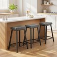 thumbnail image 2 of HOMCOM Tabourets de Bar Ensemble de 3 Tabourets de Comptoir Rembourrés en Velours Gris, 2 of 10