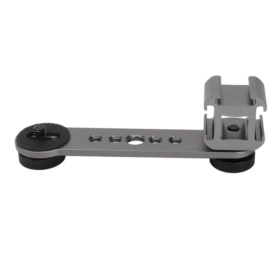 Microphone Stand Bracket, Durable Triple Lightweight Multi Function Cold Shoe Mount Adapter Aluminium Alloy For Tripod Dark Gray