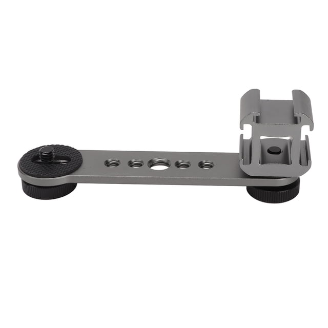Microphone Stand Bracket, Durable Triple Lightweight Multi Function Cold Shoe Mount Adapter Aluminium Alloy For Tripod Dark Gray