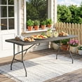 thumbnail image 2 of FDW 6 FT Outdoor Dining Table, Portable Plastic Table with Carrying Handle Perfect for Indoor, Outdoor, Party, Dining, Wedding, Events, Camping, Gray, 2 of 7