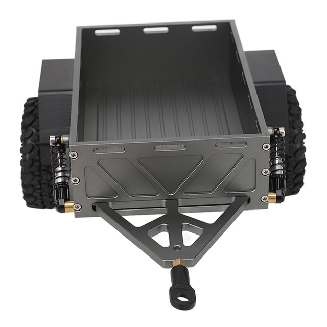 RC Trailer, High Simulation RC Metal Trailer with Two Rubber Tires, Aluminum Alloy RC Car Hitch Trailer DIY Trailer Car Metal Kit for TRX4M 1/18 RC Crawler Car