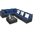 thumbnail image 3 of Patiojoy Ensemble de Canapés d'Angle 7 Pcs en Rotin PE, Couleur Marine, 3 of 5