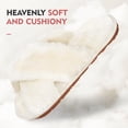 thumbnail image 3 of Women's Fuzzy Slippers Cross Band Memory Foam House Slippers Open Toe, 3 of 6