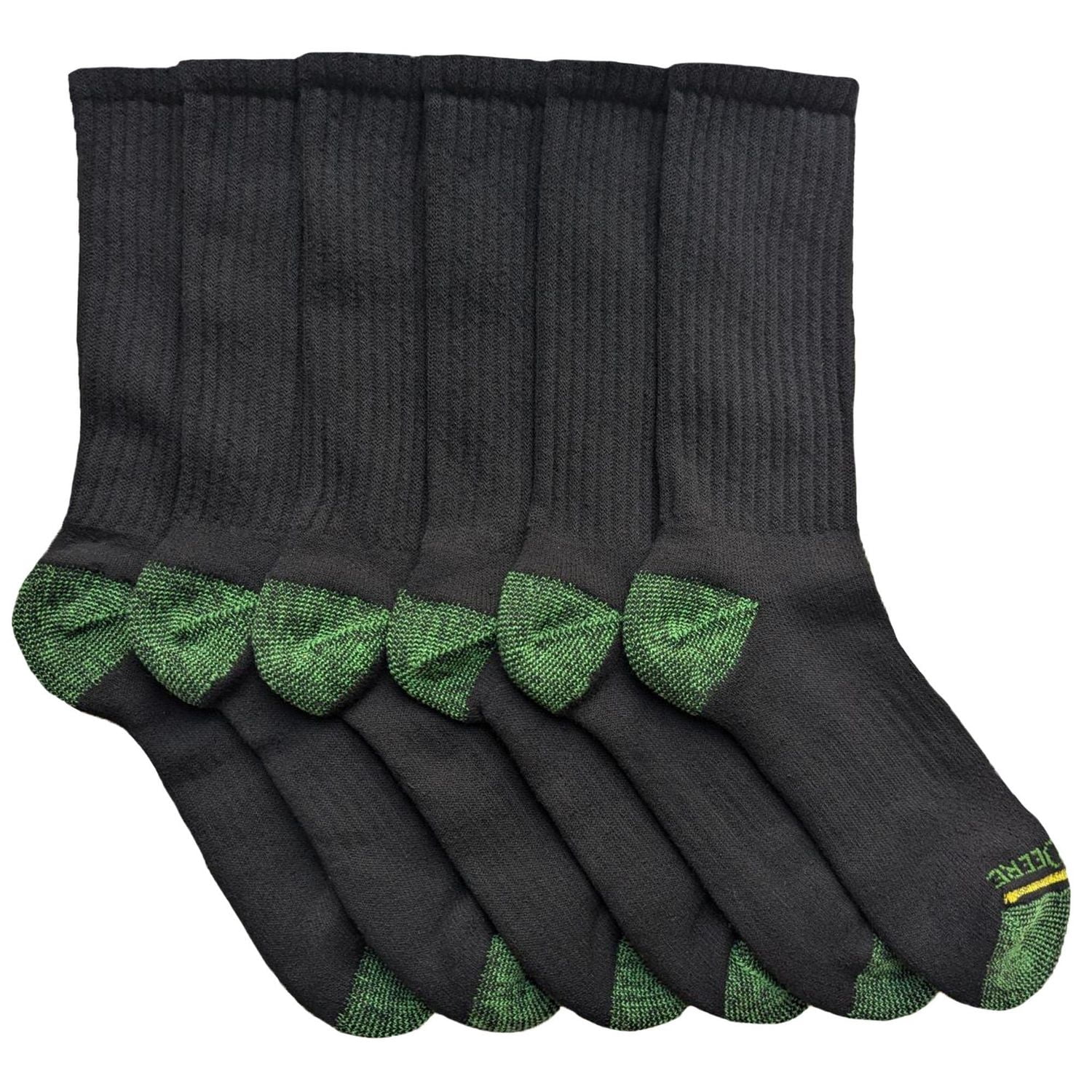 Ensemble de 6 chaussettes mi- mollet John Deere pour hommes; vêtements de travail core