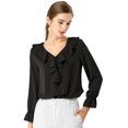thumbnail image 1 of INSPIRE CHIC Women's Ruffle V Neck Elegant Office Work Chiffon Blouse Top, 1 of 6