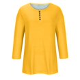 thumbnail image 4 of Yuyuzo Womens 3/4 Sleeve Tops Basic Button Crew Neck Solid Color Loose Fitted Tunics Tee Blouses, 4 of 5