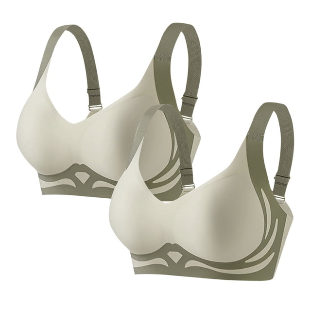 Yuyuzo 2PC Bras for Women Wireless Supportive Seamless Push-Up Bra Color Block Soft Everyday Bras