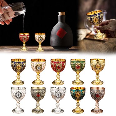 Kitecy Gobelet Médiéval Tasse Vintage Médiévale Calice à Boire Gravé Tasse à Vin en Métal Décorative de Bureau Bar Verrerie Fantaisie, Verre à Vin Gravé Vintage Déco de Bureau