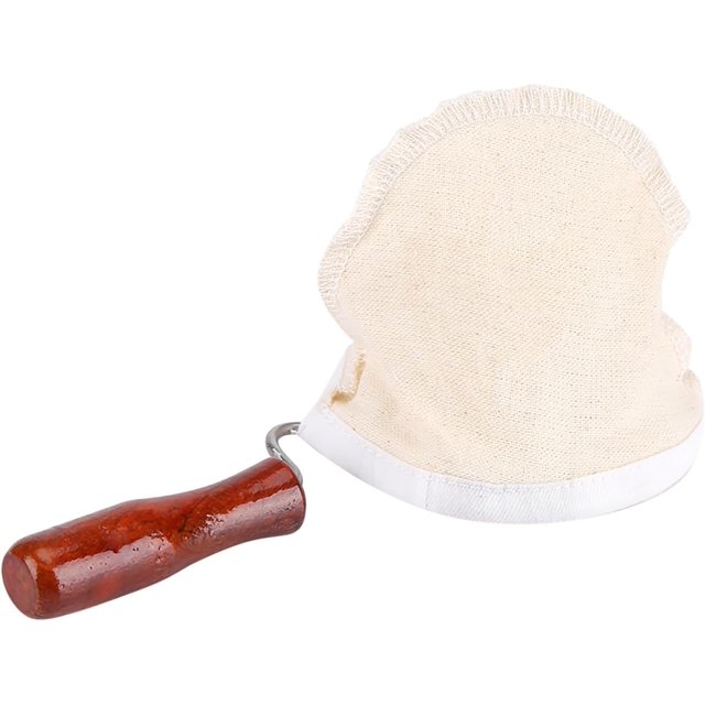 Cloth Coffee Filter, Reusable,Cloth Coffee Filters Coffee Filter Washable Flannel Cloth Handmade Coffee Filter Strainer with Wood Handle (Small Size)
