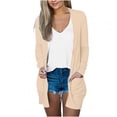 thumbnail image 1 of AherBiu Womens Cardigan Tops Long Sleeve Open Front Mid-Long Outwear with Pockets Spring Clothes, 1 of 5