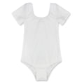 thumbnail image 3 of Miaeowve Justaucorps Classique à Manches Courtes pour Filles, Extensible, de Gym, de Ballet et de Danse, Blanc, 3, 3 of 7