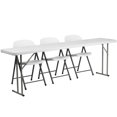 thumbnail image 1 of 8-Foot Plastic Folding Training Table Set with 3 White Plastic Folding Chairs, 1 of 2