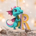 thumbnail image 4 of Fridja Personalized Dinosaur Christmas Ornament 26 Letters Hanging Pendant Ornaments 2024 Plastic Initial Monogram Xmas Tree Decorations with Hanging Rope Unique Customized Fun Gift for Kids (R), 4 of 4