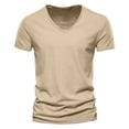 thumbnail image 1 of Men's Casual V Neck T Shirts Loose Fit Comfortable Stretchy Pure Color Summer Tee For Daily Wear With Shorts, 1 of 5