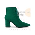 thumbnail image 3 of Unique Bargains Bottines à Talon Bloc à Bout Pointu à Lacets pour Femmes Vert Foncé (Taille 8), 3 of 4