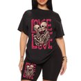 thumbnail image 2 of Innerwin Sweatsuits Short Sleeve Ladies Two Piece Outfit Fitness Crew Neck Loose Fit Jogger Set Style-D L, 2 of 4