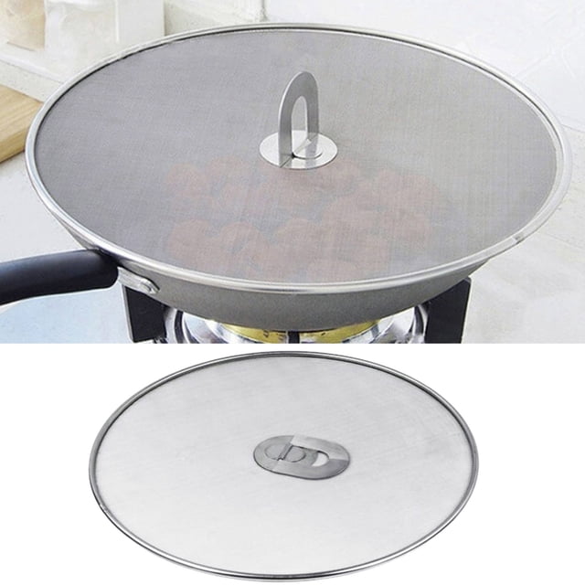 Oleegame 1PC Air Fryer Oil Screen Accessories General Anti Splash Cover Anti Splash Screen Pan Cover Stainless Steel Oil Screen Filter Silver