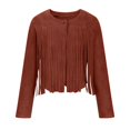 thumbnail image 4 of Simua Veste en Faux Cuir Mode Femme Veste de Moto à Franges Veste Courte Utilitaire à Franges Veste en Daim de Moto, 4 of 7