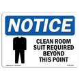thumbnail image 1 of SignMission OS-NS-D-710-L-10621 Notice Costume de Chambre Blanche Requis au-Delà du Signe OSHA avec Symbole, 1 of 1