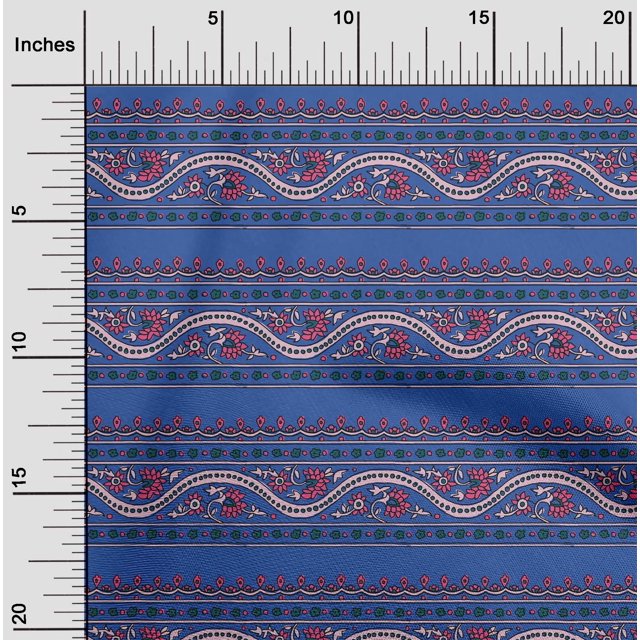 oneOone Cotton Silk Fabric Leaves & Floral Block Print Sewing Fabric BTY 42 Inch Wide