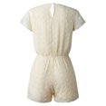 thumbnail image 5 of Femmes Crochet Points Surplice V Cou Manches Courtes Trou de Serrure Dos Uni Romper, 5 of 5