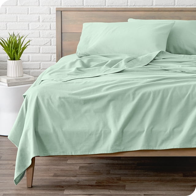 Bare Home Ensemble de Draps en Flanelle - 100 % Coton - Poche Profonde - Très Grand Simple, Menthe, 3 Pcs