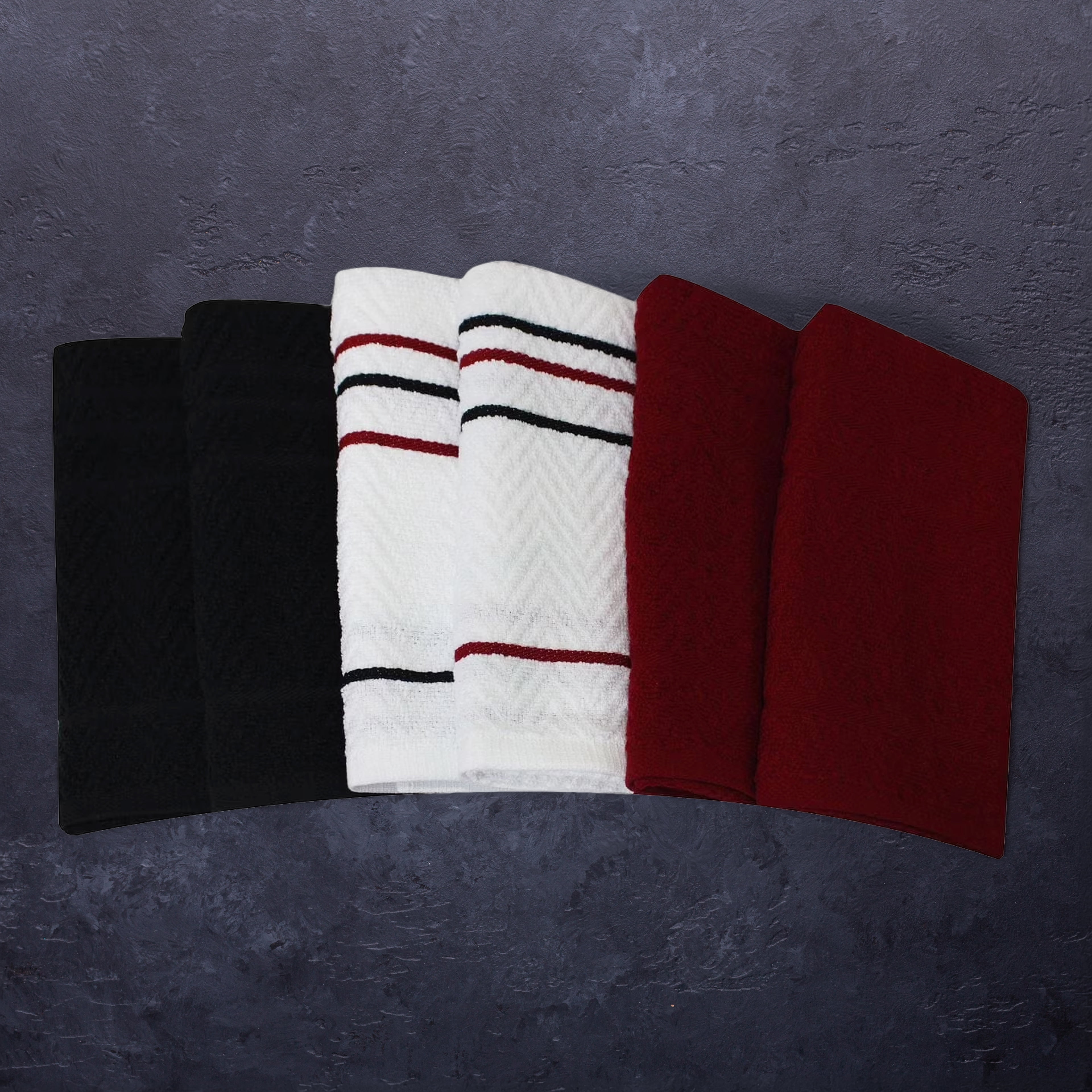 Lot de 6 torchons de cuisine Mainstays, 100 % coton, 40 x 66 cm, rouges