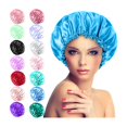 thumbnail image 2 of Satin Bonnet Sleeping Cap Double Layer Elasticated Trim Soft Night Hat for Woman, 2 of 3