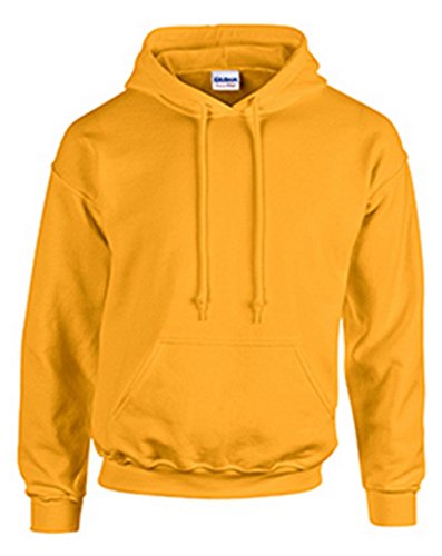 Gildan Men's Rib Knit Pouch Pocket Hooded Sweatshirt, Gold, XXX-Large