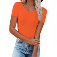 thumbnail image 2 of Timegard Hauts pour Femmes Été Col Rond Manches Courtes Blouse Unie Hauts Décontractés T-Shirts Basiques, 2 of 6