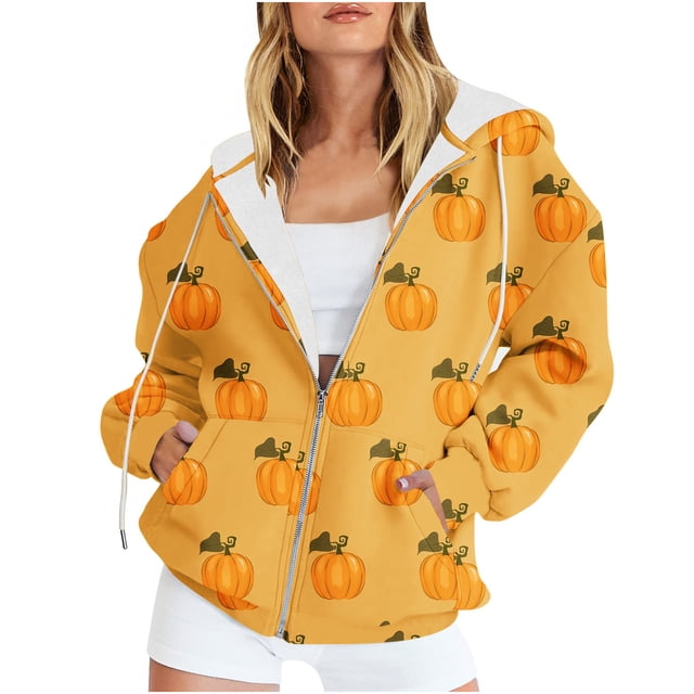 Chandails à Capuche Zippés pour Femmes Rabais de 50 % en Liquidation Blouse Imprimée Mode Hauts à Manches Longues Chandail Poches à Capuche