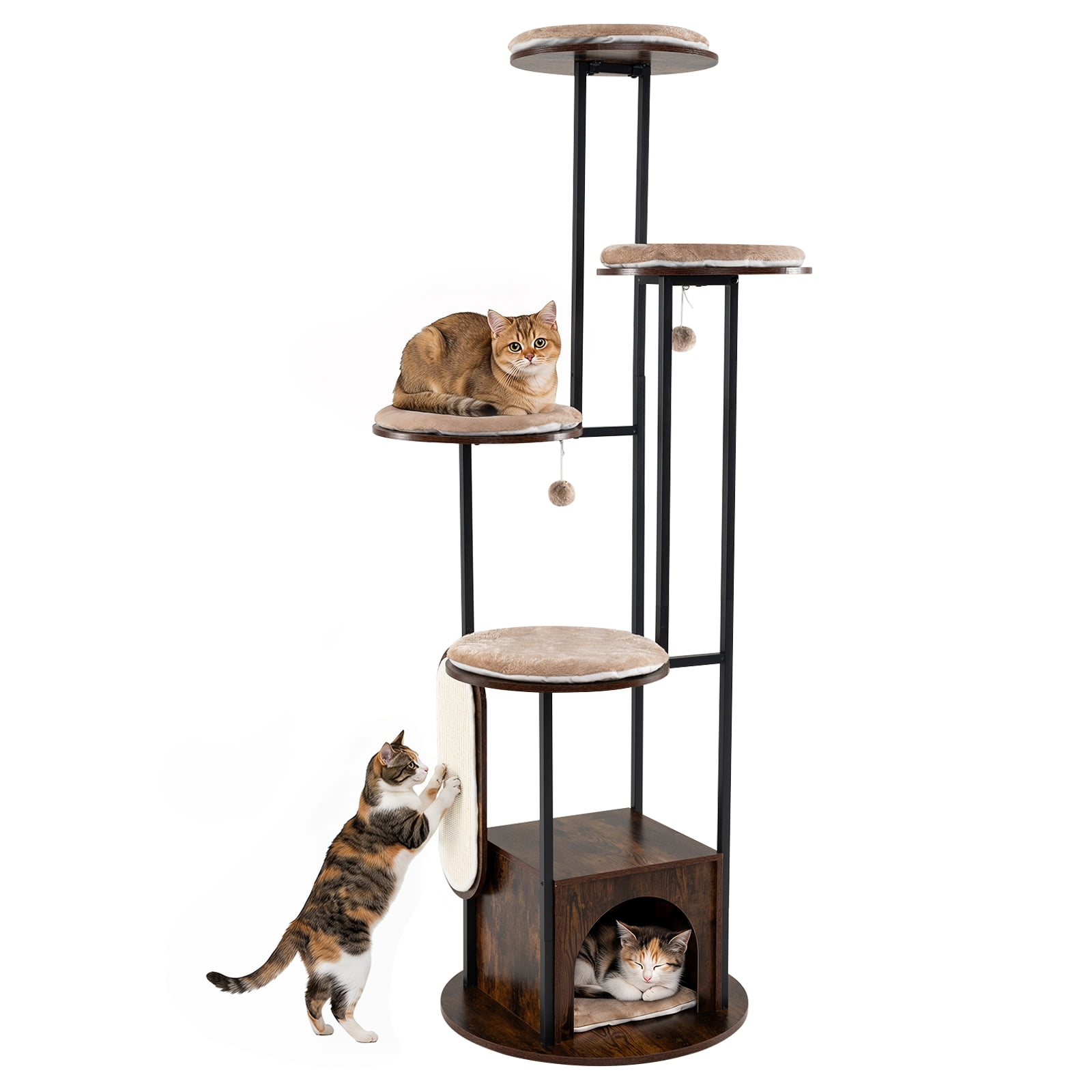 Gymax Modern Cat Tree Tower 72-Inch Tall Multi-Level Cat Condo w/Top Perch Platforms