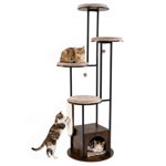 Gymax Tour de l'arbre de chat moderne 72-Inch Condo Cat multi-niveaux Tall avec/Top Perch Plateformes