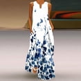 thumbnail image 1 of Lenago Robes de Cocktail Grande Taille pour Femmes Soirée Femmes Décontractée Ample Imprimée Robe Débardeur Plage Col en V avec Poche Robe d'Été Sans Manches Robes d'Été de Plage en Liquidation, 1 of 5