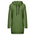 thumbnail image 4 of BADHUB Robe à Capuche à Cordon à Manches Longues Surdimensionnée pour Femmes, Robe Chandail à Capuche de Couleur Unie Ample Décontractée Tunique Chandail à Enfiler Robes Midi avec Poches Offres Prime Day Vert G, 4 of 5