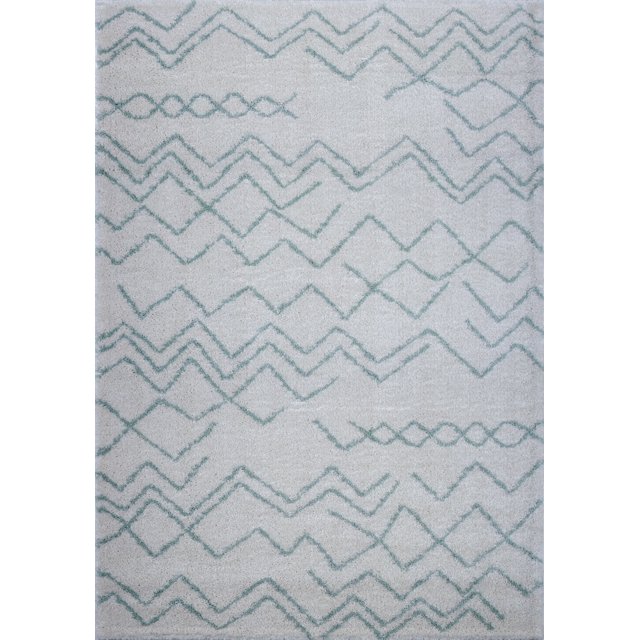 Ladole Rugs Tapis de Zone Contemporains Durables à Treillis, Fabriqués à la Machine, en Ivoire-Vert d'Eau