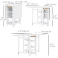 thumbnail image 2 of CoSoTower Folding Dining Table with Storage, Drop Leaf Kitchen Table for Small Spaces, White, 2 of 7